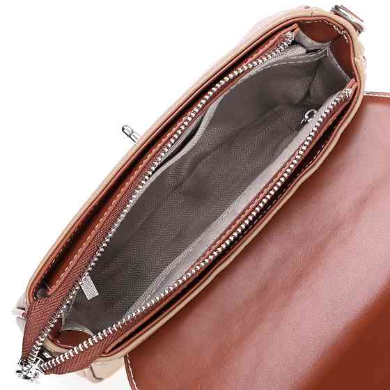 Стильна сумка жіноча з фактурним клапаном з натуральної шкіри Vintage 22620 Бежева Київ