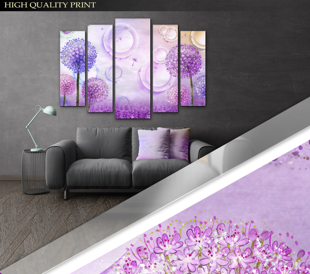 Модульна картина у вітальню / спальню Абстракція Квіти Кульбаби Art-406_5 ( 80х118см ) Київ - фото 2