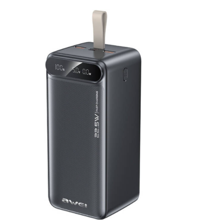 Зовнішній Power Bank AWEI PA-13 50000mAh, швидка зарядка 22,5Вт, 4 USB порти, Type-C вхід, надійний  Київ
