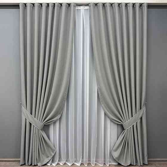 Комплект штор VR-Textil Блекаут двосторонній Scandi № 1900ш Сірий 150х270 см 2 шт (33-0932) Київ