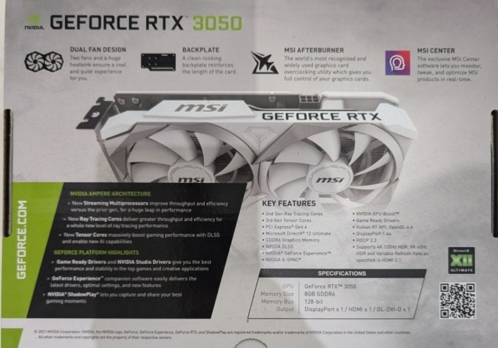 MSI GeForce RTX 3050 Ventus 2X XS White 8G OC Киев - изображение 1