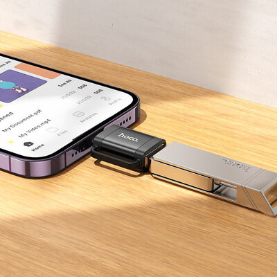 Адаптер HOCO UA31A iP male to USB female OTG adapter Black (6942007628082) Киев - изображение 4