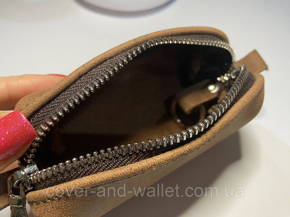 Містка ключниця на блискавці невеликого розміру з вінтажної шкіри PS Leather Київ - фото 3
