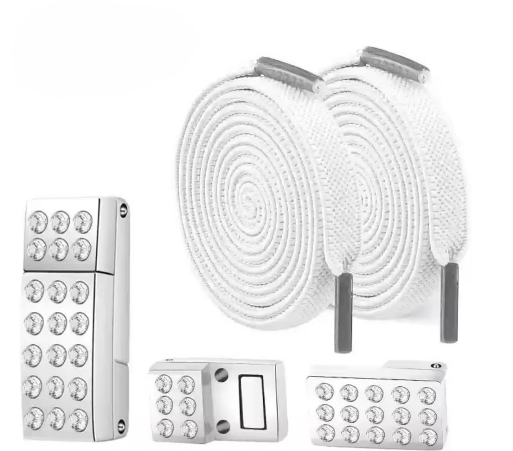 Шнурки еластичні без зав'язок з магнітною застібкою зі стразами Білий Смела - изображение 1