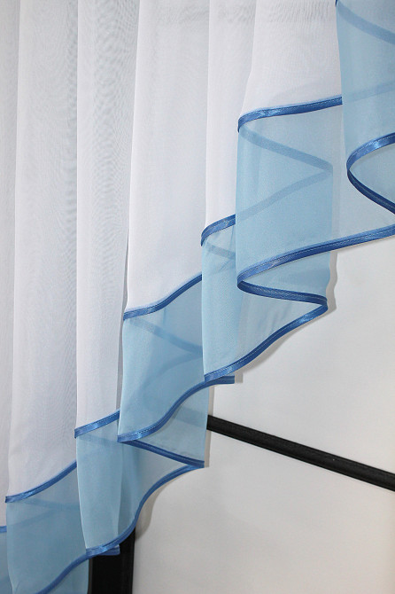 Кухонная занавеска VR-Textil № 023к голубой с белым 150х150 см (50-026) Киев - изображение 4