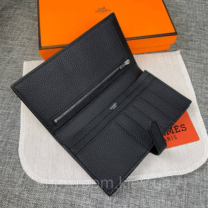 Жіночий чорний шкіряний гаманець Hermes (H-5123) Lux Київ - фото 8