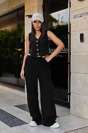 Жіночий костюм двійка жилетка з брюками "Cavin" | Батал | Розпродаж моделі Чорний, 54-56 Київ