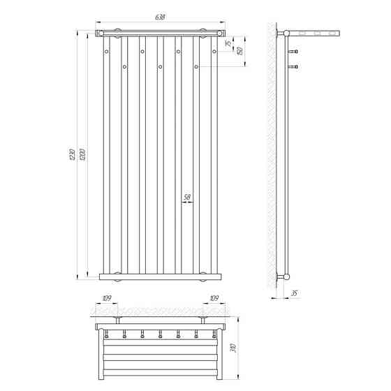 Сушилка для одежды Laris Кватро с полкой П7 600Х1200 Э (правое/левое подкл.) Киев