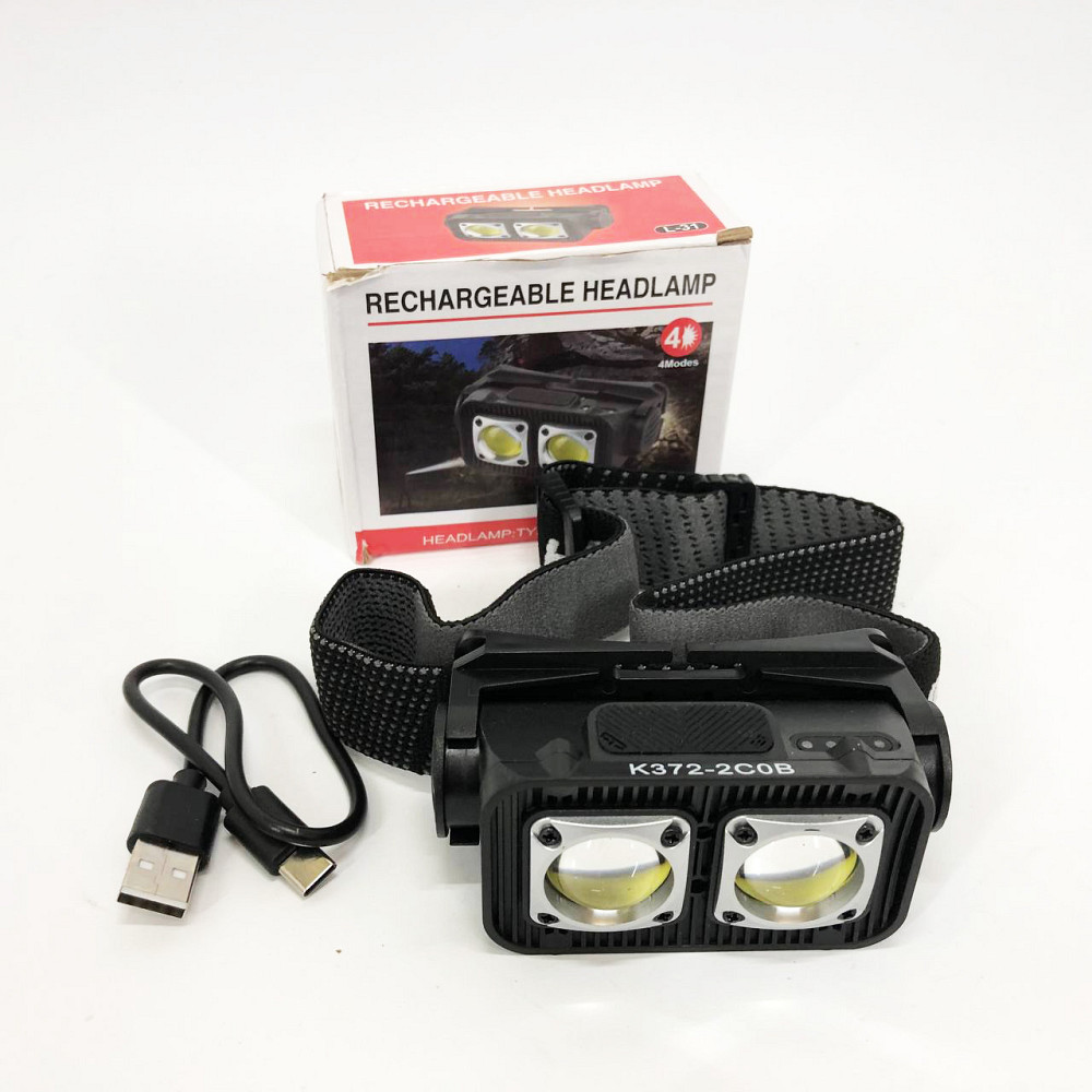 Налобний ліхтар для сто K372-2COB, Тактичний ліхтар з ремінцем для голови Налобний з лінзою OE-12 Львів - фото 19