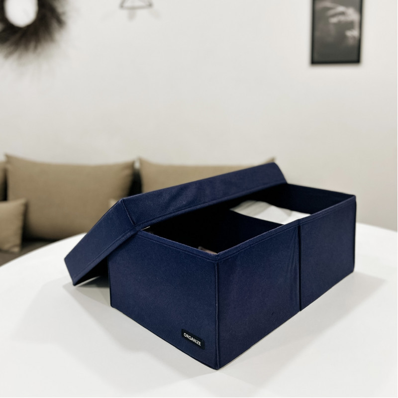 Ящик для зберігання на два відділення з кришкою 40x25x16 см HY-2V-kr (Синій) Суми - фото 1