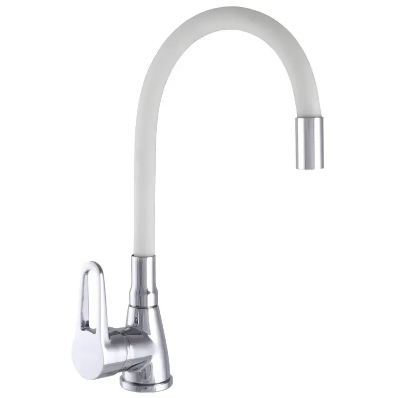 Смеситель для кухни WEZER SOP4-R045-WHITE с гибким изливом, хром/белый Киев - изображение 1