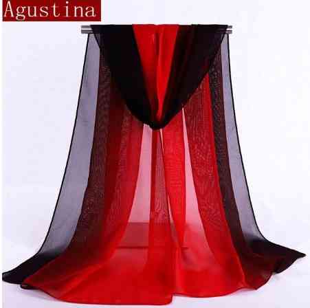 Жіночий шифоновий шарфик 150 на 50 см червоно-чорний Київ