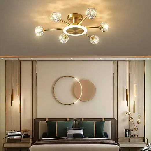 Светодиодная люстра Луч 8810-С (Золотистая) на 6 плафонов Киев