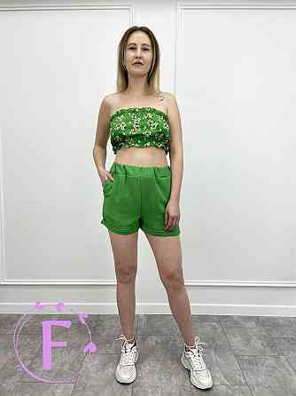 Літній жіночий топ з рюшами «Ruffie» | Розпродаж моделі 42, Зелений, В квітку Київ