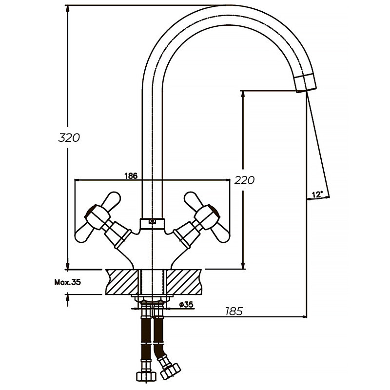 Кухонный смеситель Haiba Dominox 275 (HB0091) с поворотным изливом и современным дизайном Харьков - изображение 2