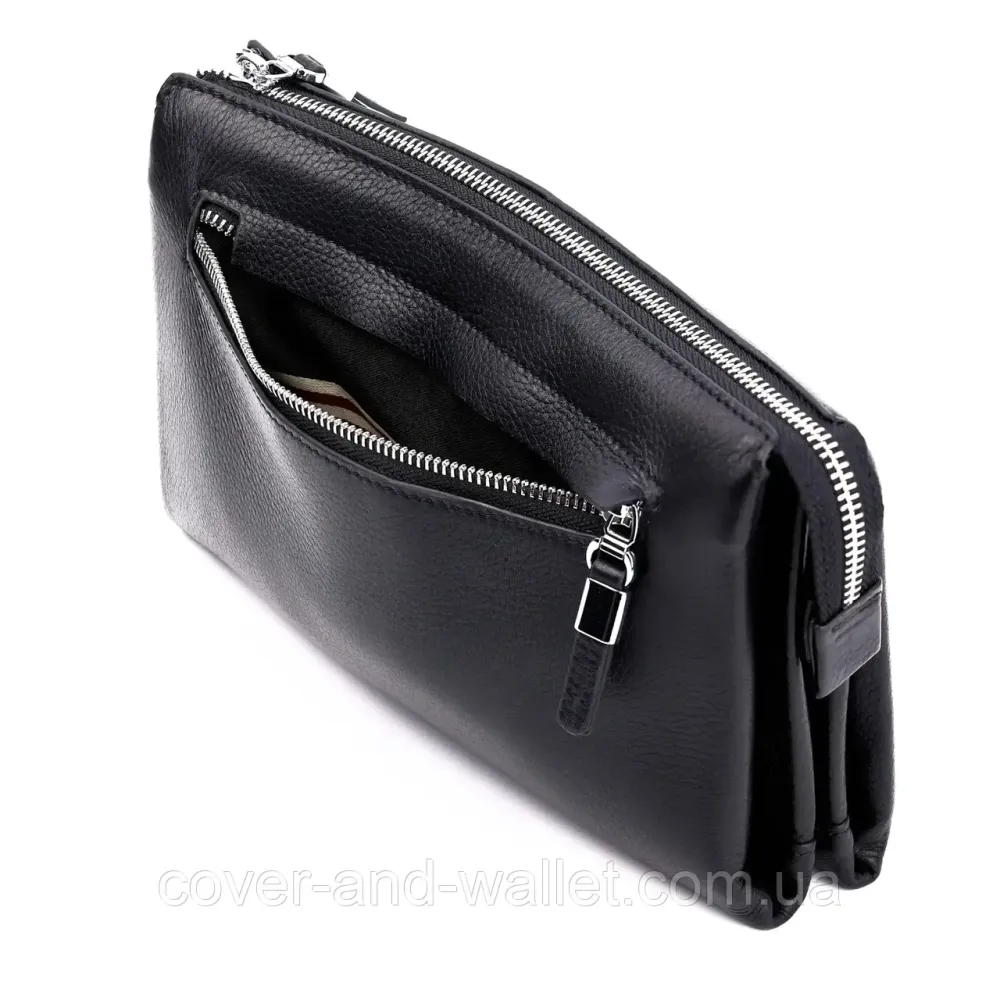 Солидный мужской клатч из натуральной кожи на молнии Marco Coverna MC 8739-3 Black Киев - изображение 17