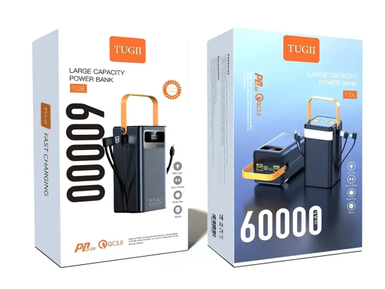 Зовнішній акумулятор (power bank) 60000 мА · год 22,5Вт потужний портативний TUGII Y106 для смартфонів Одеса
