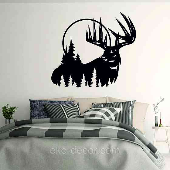 Декоративное настенное Панно «Олень» Декор на стену 70*63 см., Черный Киев
