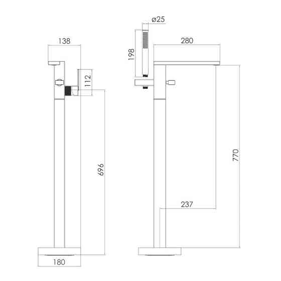 Змішувач для ванни окремостоячий на підлогу IMPRESE DEIRA ZMK122001060  хром Київ