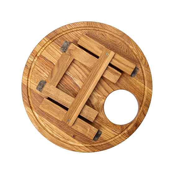 Винний столик-менажниця з дерева 35 см круглий на ніжках дуб BWR350180 Коломия