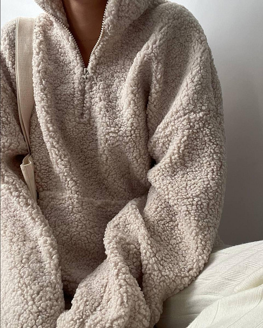 Жіноча стильна тепла оверсайз худі букле баранчик Бежевий Одеса - фото 3