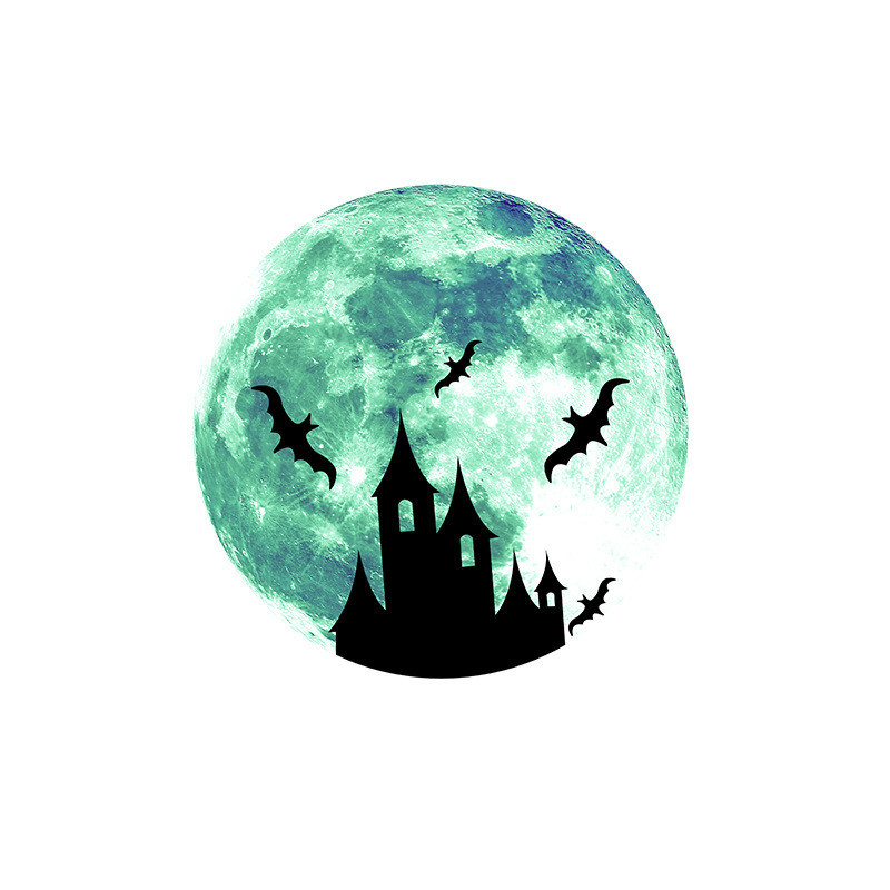 Наклейка на Хэллоуин фосфорная Луна 30 см салатовый Киев - изображение 5