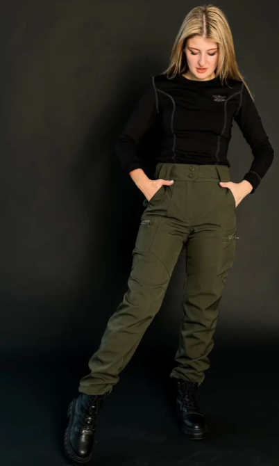 Жіночі тактичні штани Softshell на флісі 46, Олива Запорожье - изображение 10