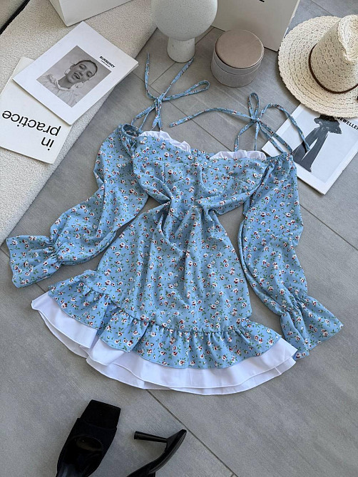 Жіноче стильне мініплаття  штапель, софт Блакитний, 44/46 Одеса - фото 5