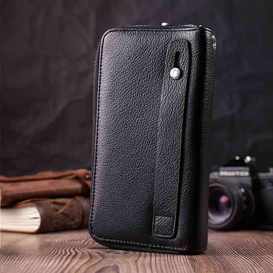 Чоловічий клатч на два відділення з натуральної шкіри ST Leather 22531 Чорний Київ