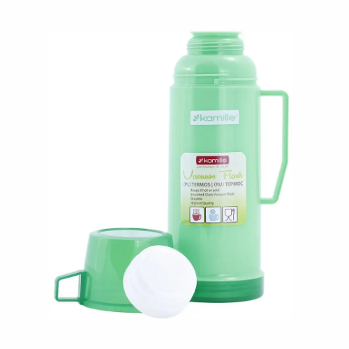 Термос 1000мл скляна колба + пластикова чашка (синій,зелений,червоний) KAMILLE 2072 Житомир - изображение 8