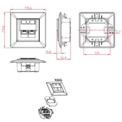 Комп'ютерна розетка RJ45x2 FTP, cat.6 Cablexpert (MWS-2S6-01) Вінниця