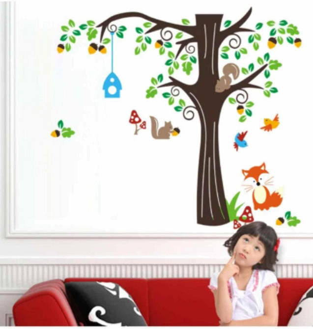 Наклейка декоративная детская Дерево и зверята Киев - изображение 2