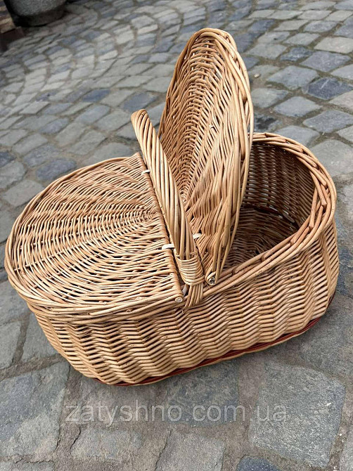 Пікнік кошик плетений з лози з кришкою Київ - фото 1