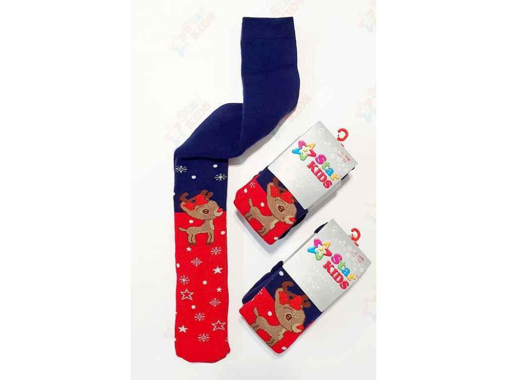 Колготы детские махра SK071 Оленятко (т.синий/красный) р.92-98 ТМ Star Kids Киев - изображение 1