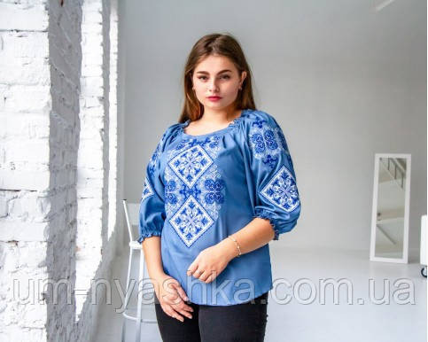 Жіноча вишиванка темно-синя Говерла Сімейні вишиванки р.S-4ХL Кривий Ріг - фото 2