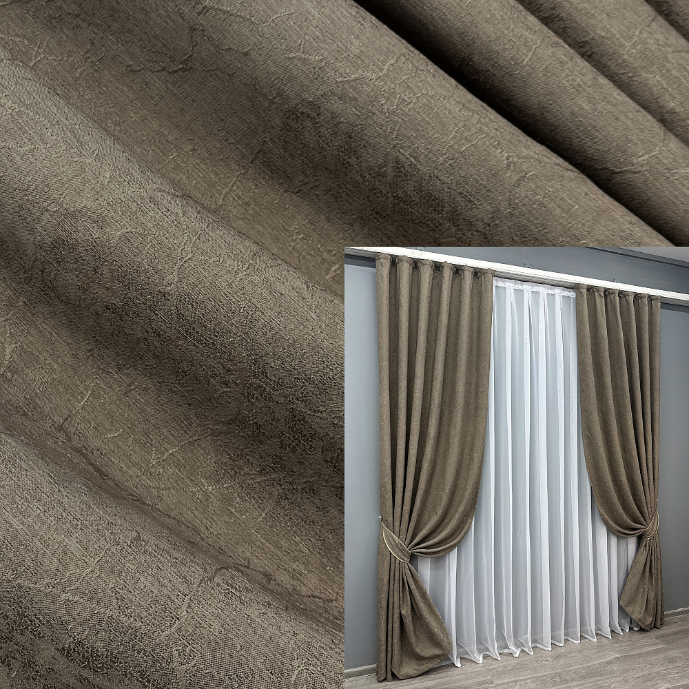 Комплект штор VR-Textil Жаккард Viva Marmo № 1782ш Какао 1500х290 см 2 шт (31-0002) Киев - изображение 1