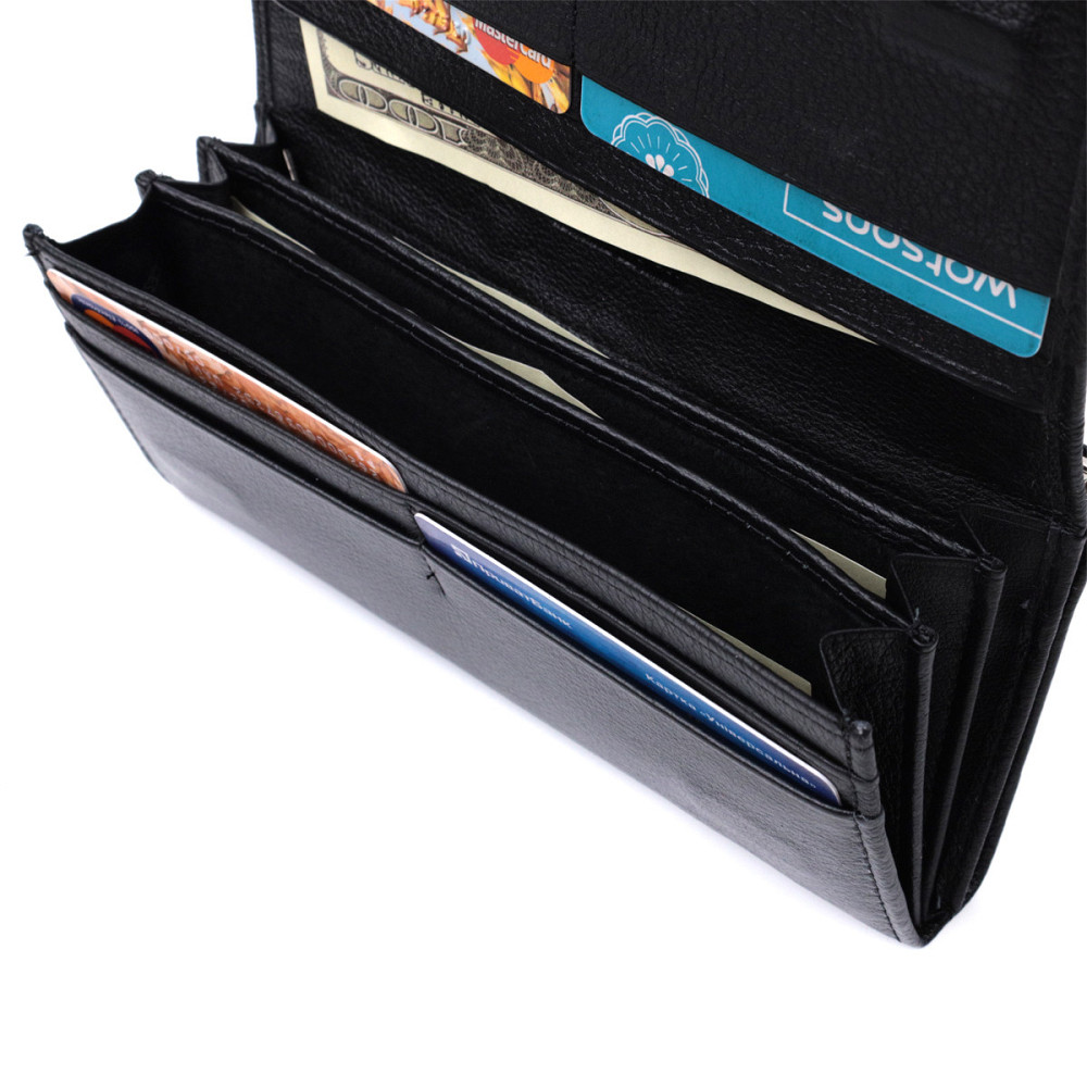 Добротное женское портмоне с карманом для монет из натуральной кожи ST Leather 22691 Черный Киев - изображение 4