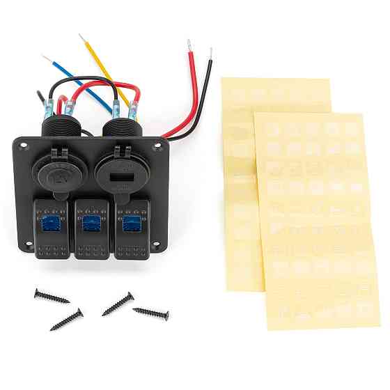 Панель переключения на 3 кнопки с 4.2A USB Вольтметр и прикуриватель Киев