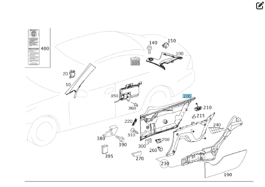 Mercedes-Benz  A2096906825 9C93 Верхня права бокова тканинна обшивка простору заднього пасажира колір "антрацит" CLK Coupe C209 Одесса