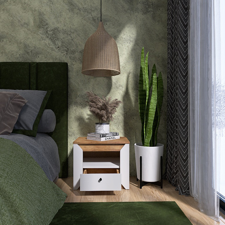 Тумба приліжкова Еверест Нордік-500 Білий + Дуб крафт золотий (DTM-5543) Дніпро - фото 4