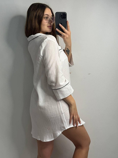 Женская муслиновая ночная сорочка Белый XL-2XL Харьков - изображение 4