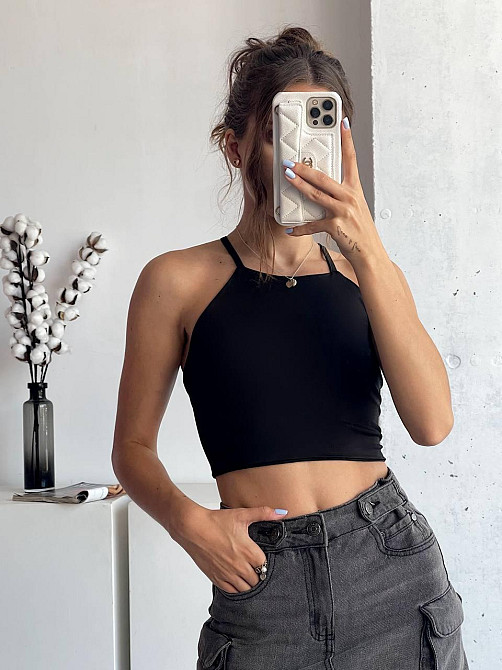 Жіночий стильний романтичний топ-корсет трикотаж мікродайвінг у два шари Чорний Одеса - фото 1