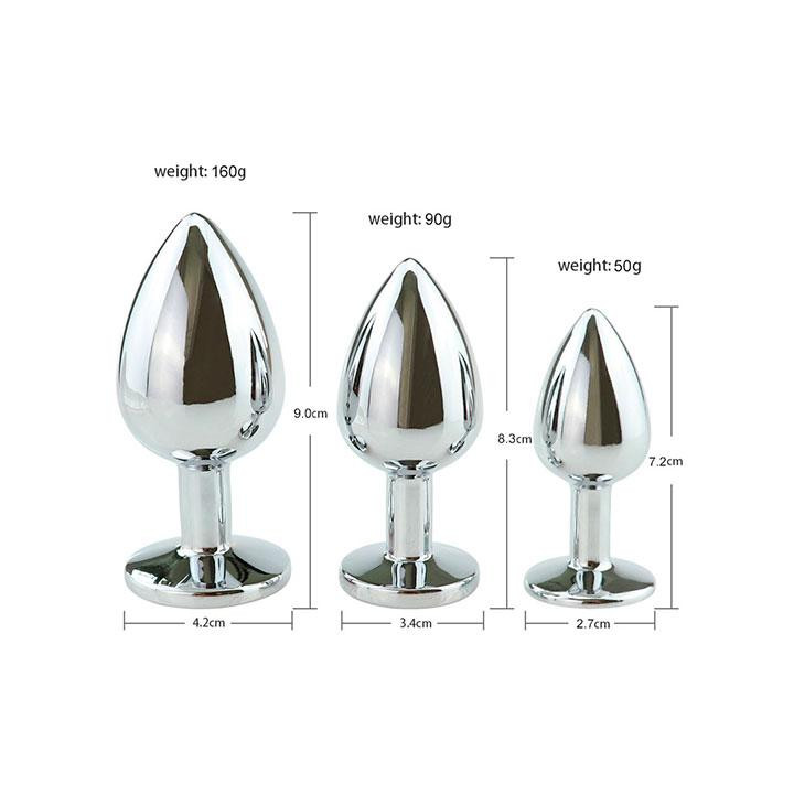 Набір сталевих анальних пробок - Синій - 3 шт. (S/M/L) - Анальні іграшки Вінниця - фото 2