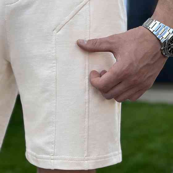 Літній комлект для чоловіків світлий бежевий шорти та футболка Pobedov Barel Київ