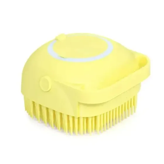 Силиконовая массажная мочалка щетка с дозатором Silicone Massage Bath Brush LD-588 Желтый Полтава