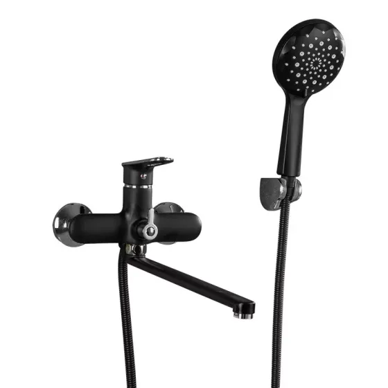 Змішувач для ванни з душовим гарнітуром Frap F2249-6 чорний/хром Київ