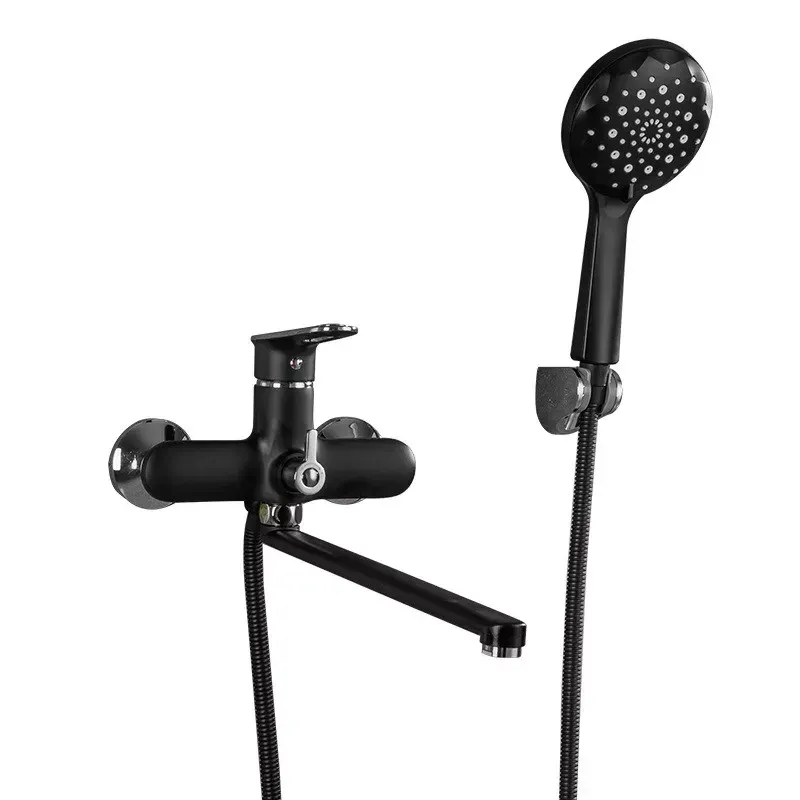 Змішувач для ванни з душовим гарнітуром Frap F2249-6 чорний/хром Київ - фото 1