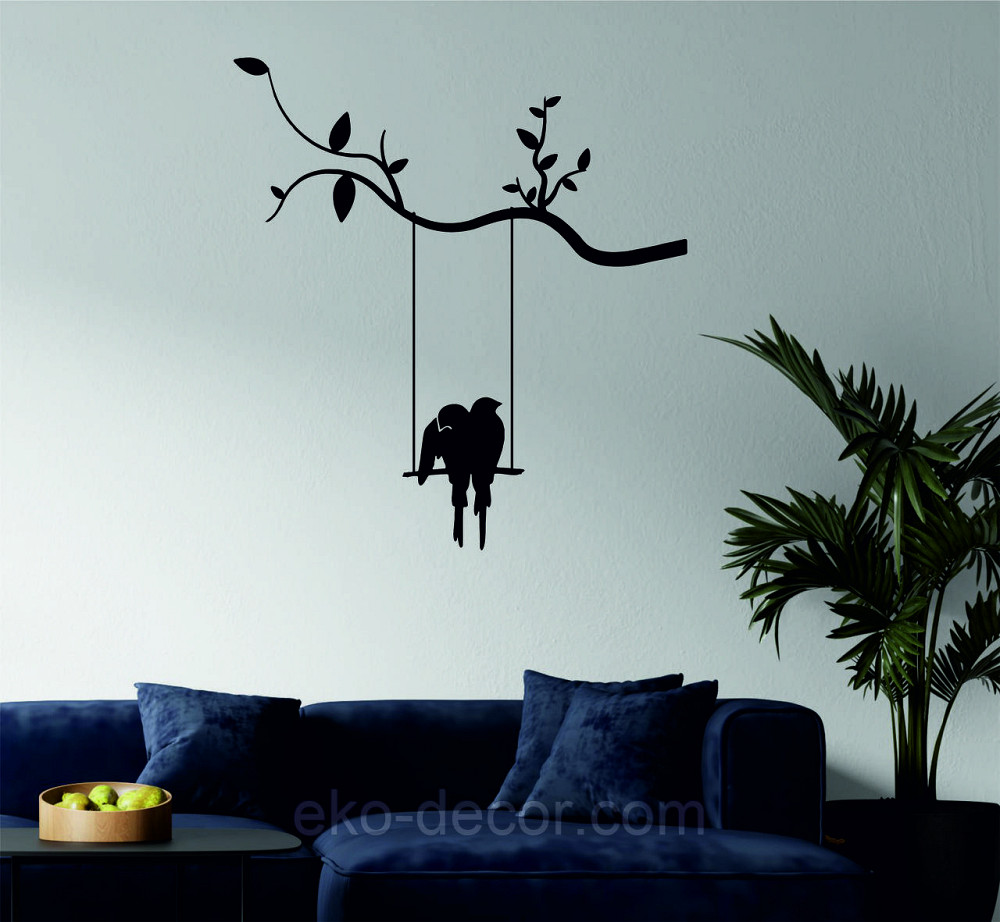 Декоративное настенное Панно «Птички на качеле», Декор на стену 90*82 см, Черный Киев - изображение 4