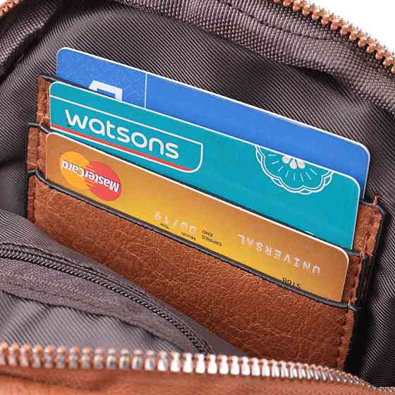 Жіноча сумка через плече з екошкіри з акцентом на текстильну лямку Рудий (Vintage) Київ