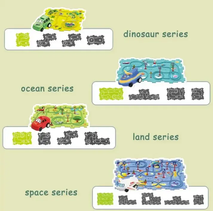 Детский игровой набор Railcar Puzzle / Развивающая головоломка с машинкой и ковриком-пазлом 25 деталей Коломия - фото 3